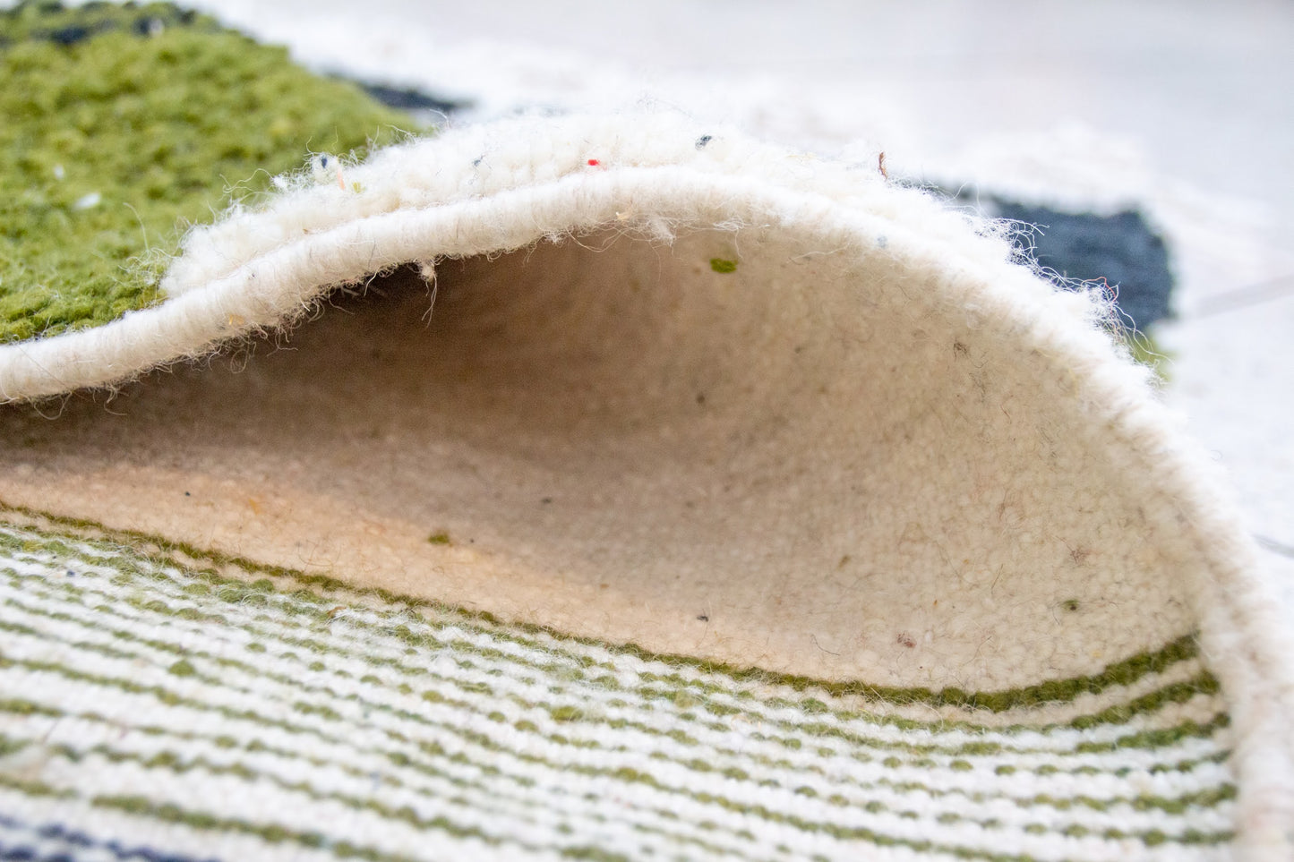 Azilal Pile Rug — Architectonic Blocks in Charcoal, Olive & Ivory