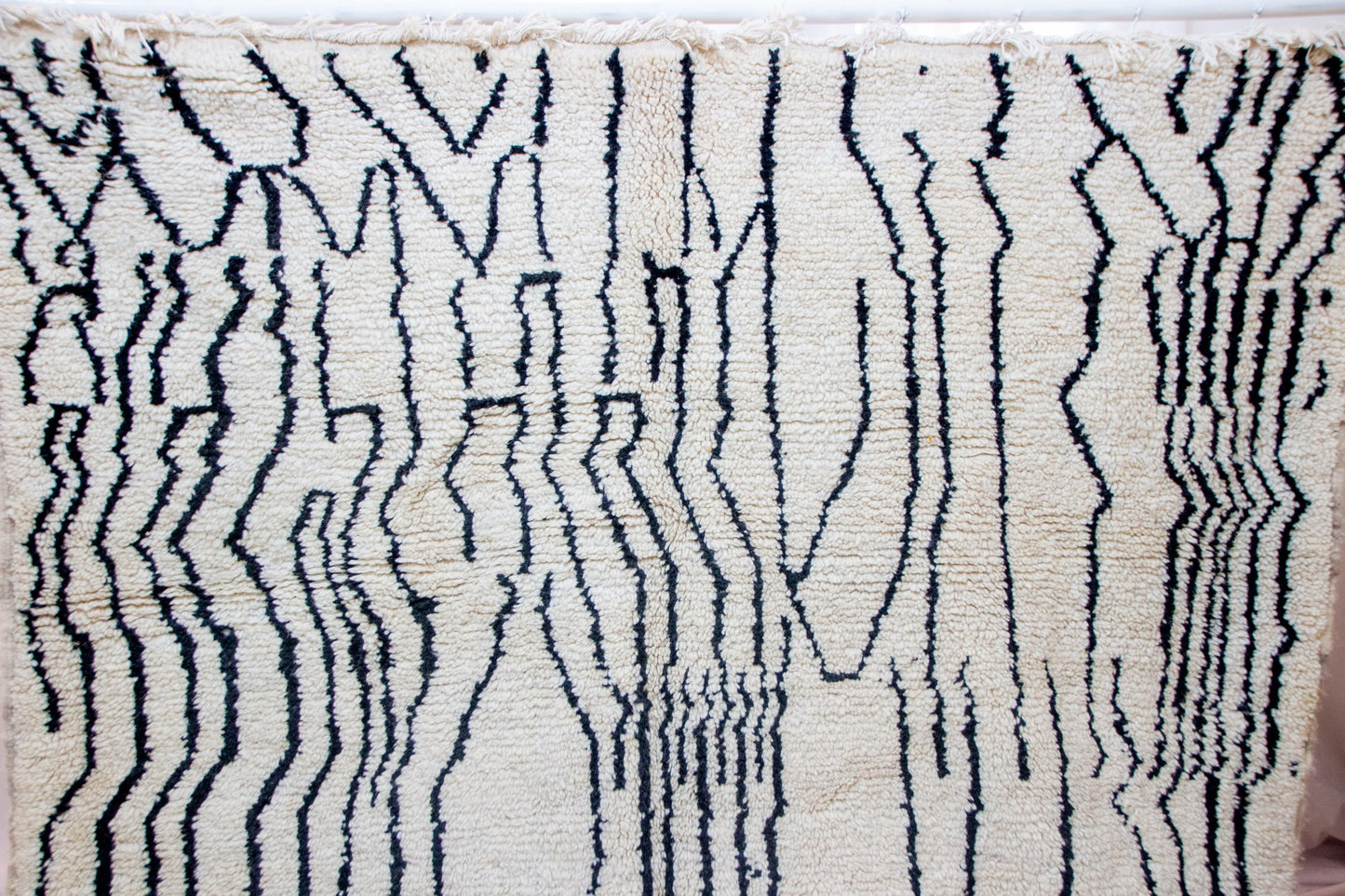 Beni Ourain Pile Rug — “Ink-Line Grove” on Ivory
