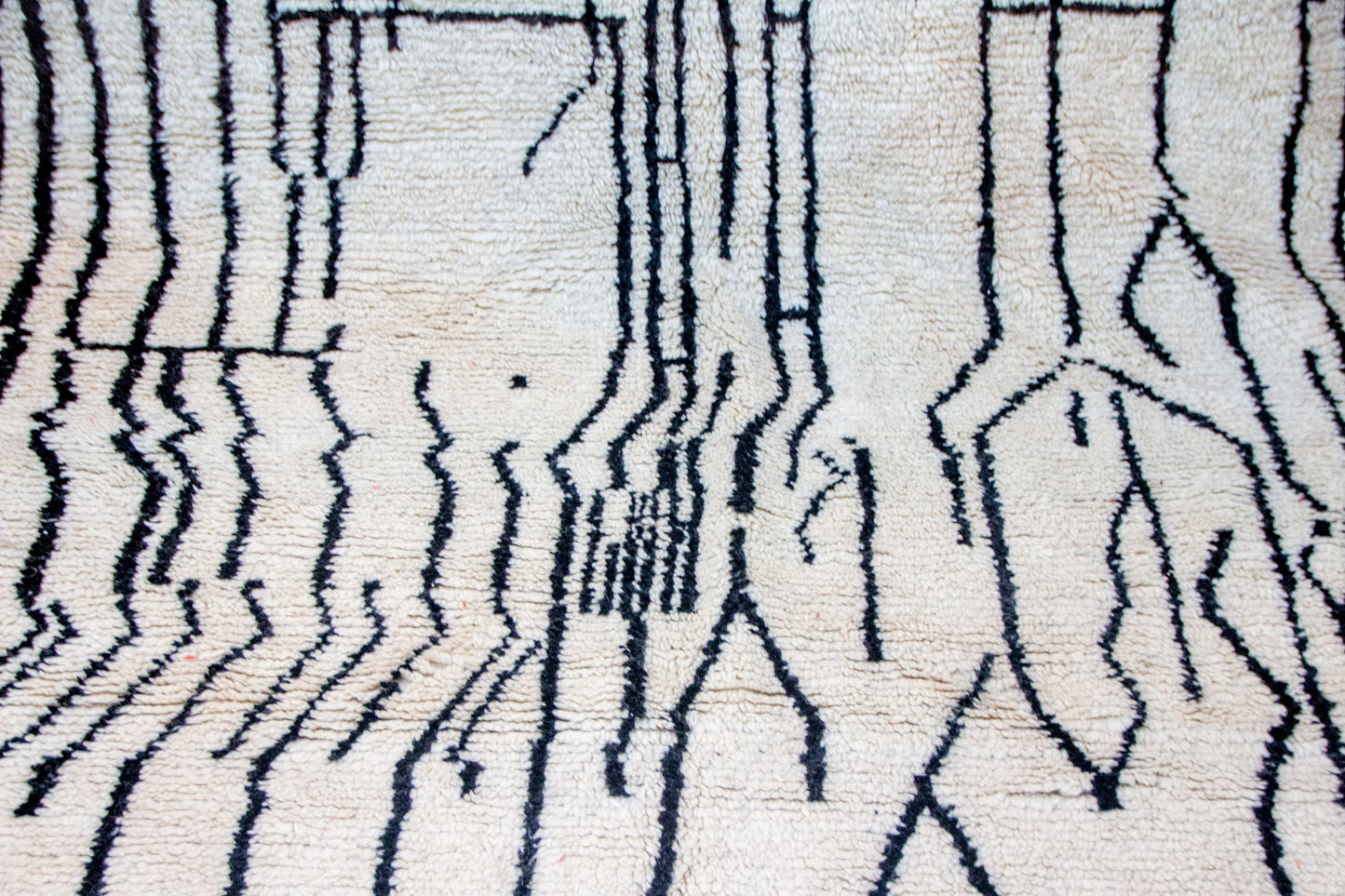 Beni Ourain Pile Rug — “Ink-Line Grove” on Ivory