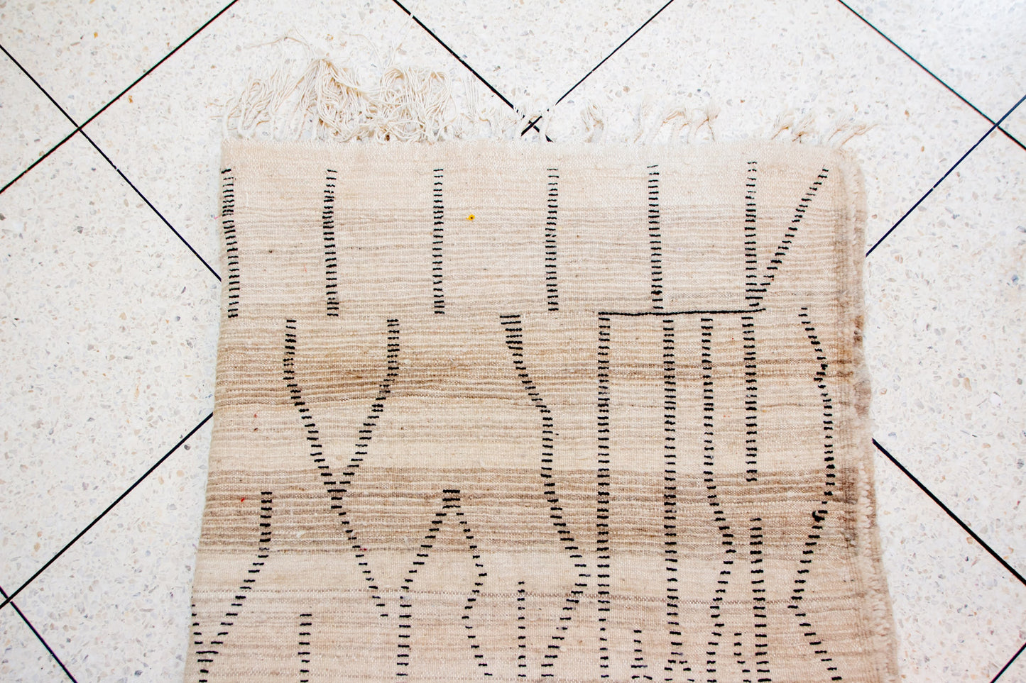 Beni Ourain Pile Rug — “Ink-Line Grove” on Ivory