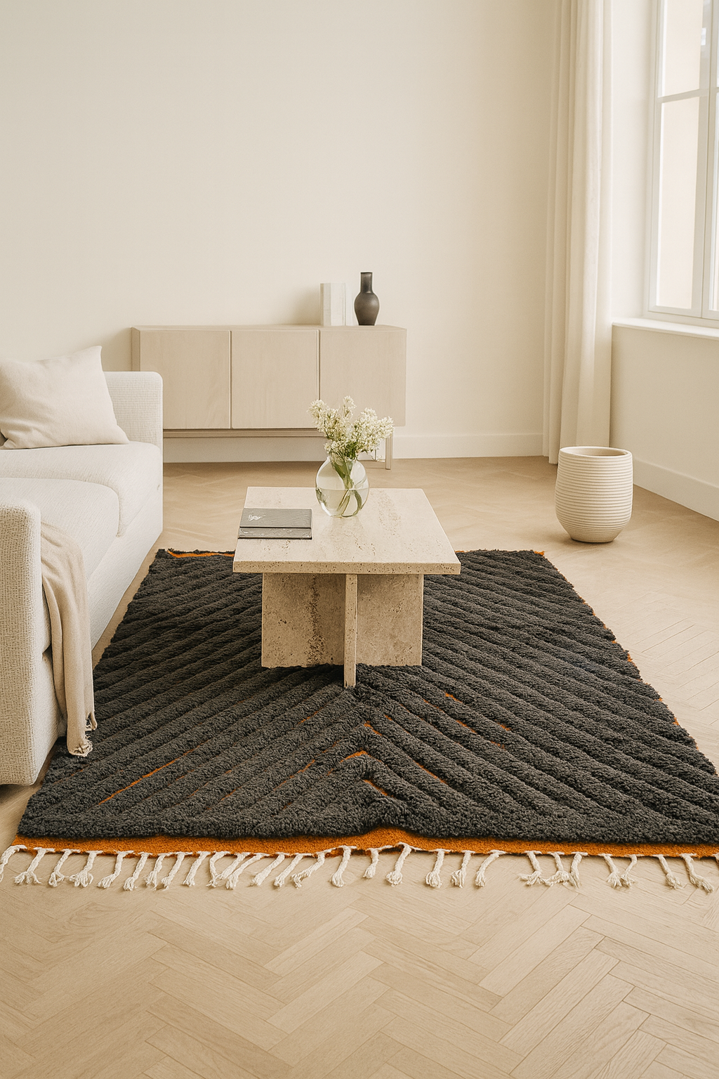 Marmoucha Graphite Chevron — Saffron Reveal