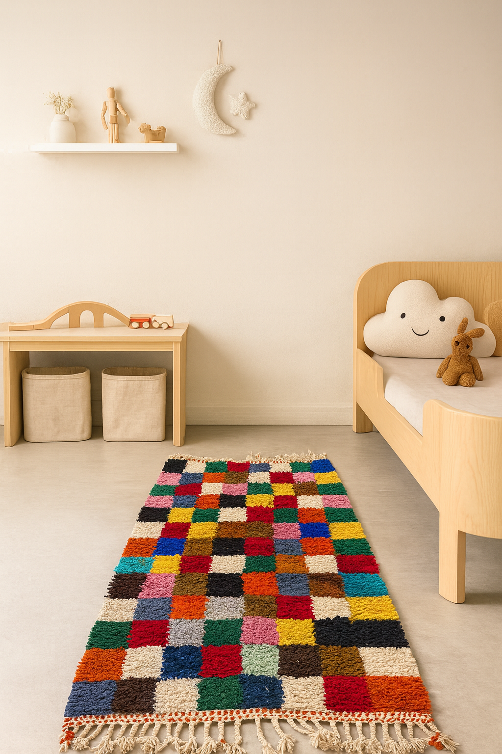 Boujaad Chromatic Patchwork — Little Atlas Rug in Wool