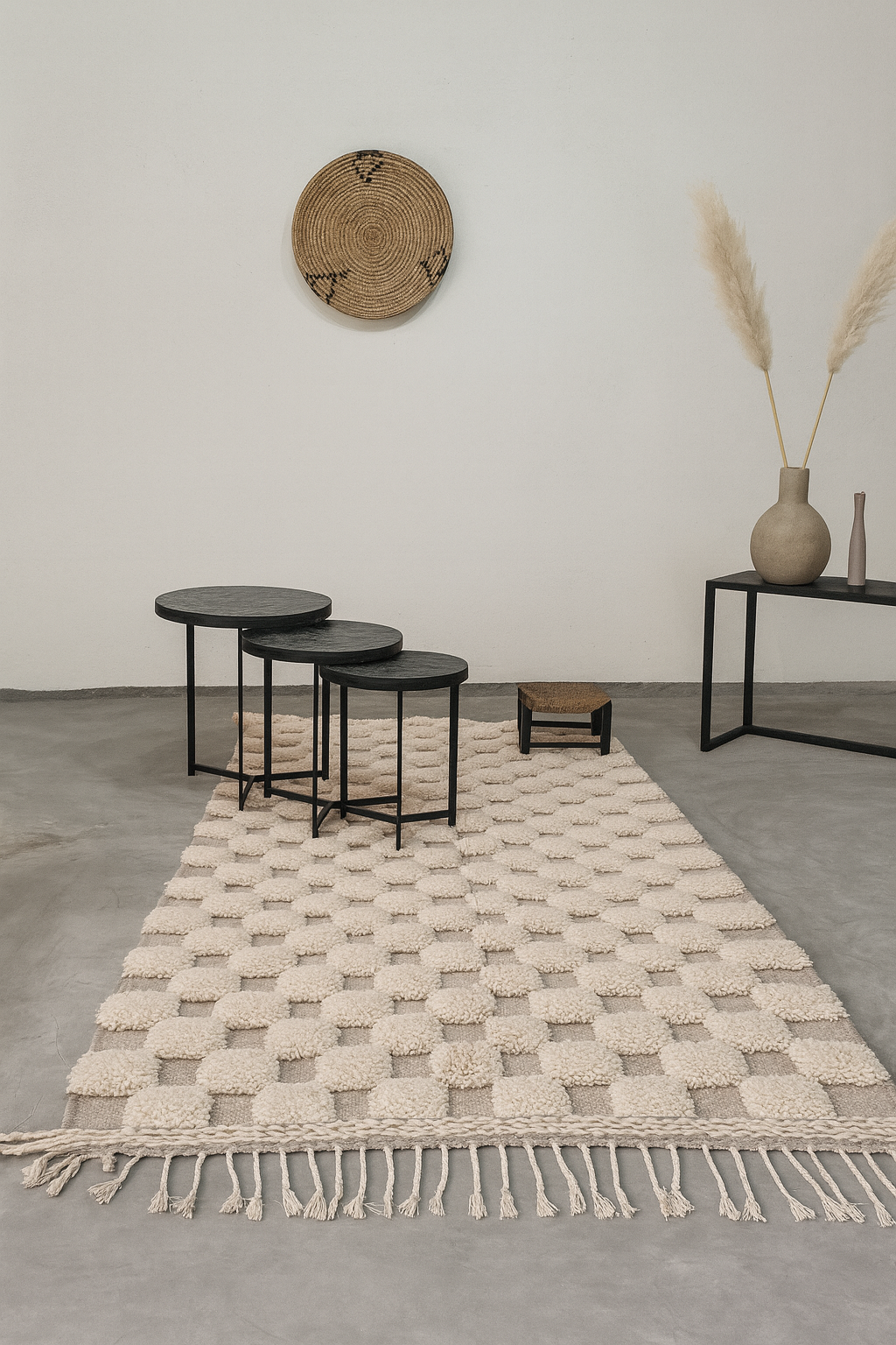 Marmoucha Relief Dot Grid — Ivory on Sand