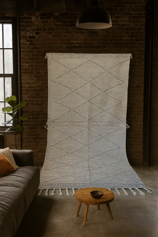 Zanafi Lattice Kilim — silver/Ivory