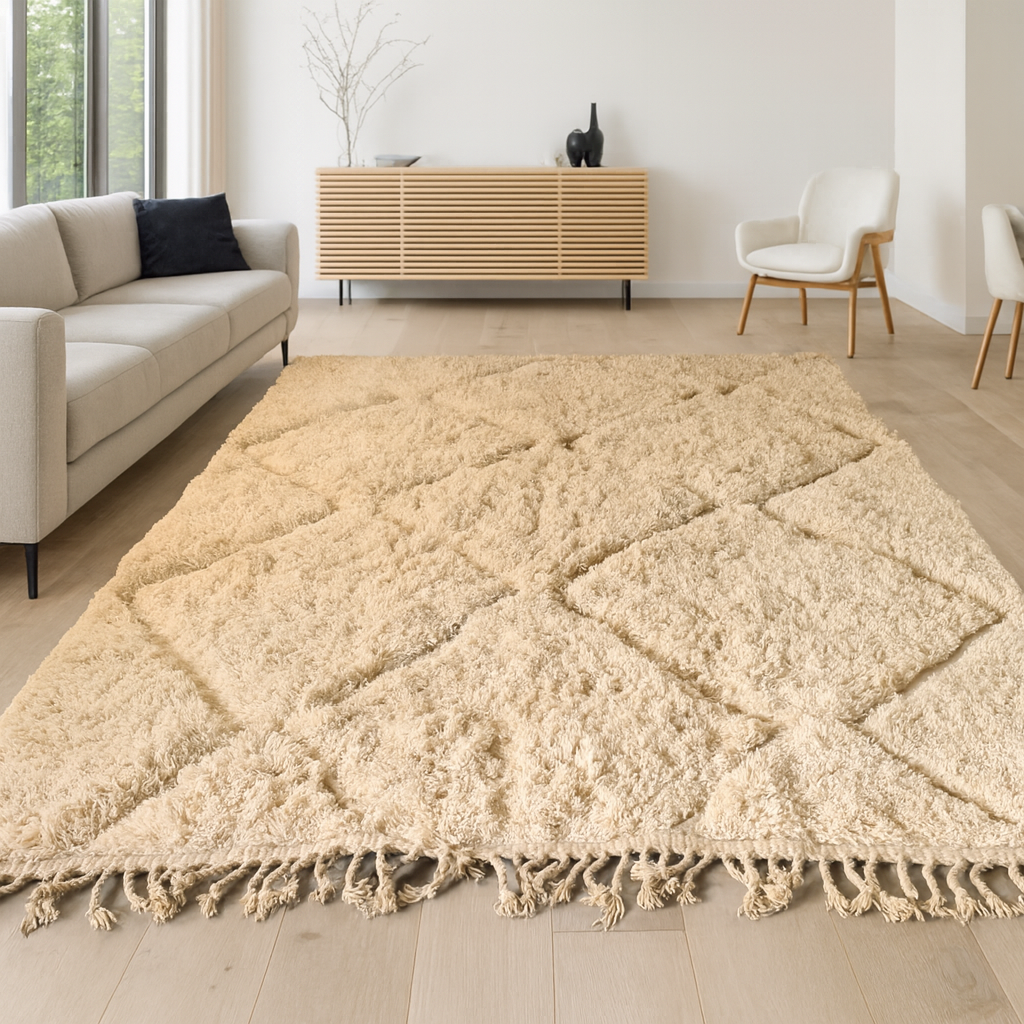 Marmoucha Diamond Lattice — Natural Ivory Wool