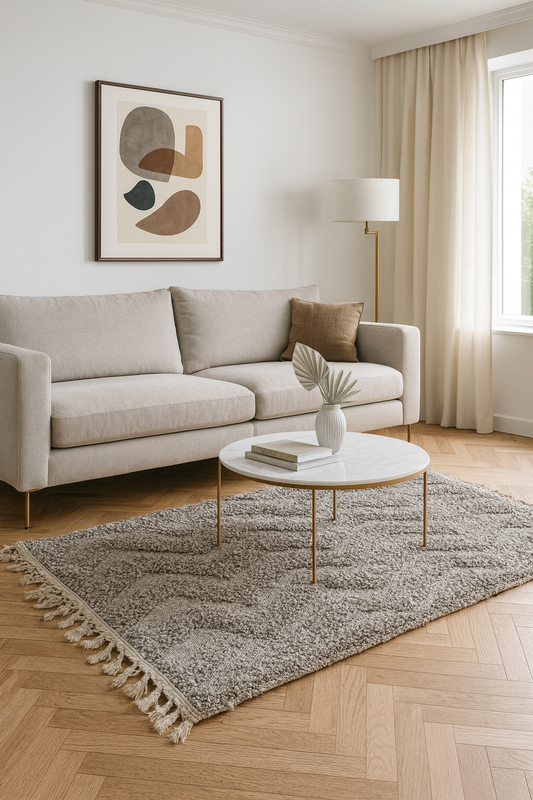 Boujaad Tonal Chevron — Stone Grey Wool