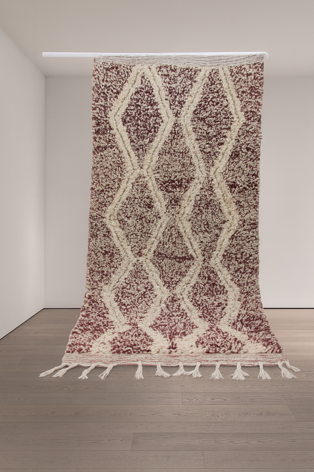 Marmoucha Diamond Cascade — Crimson Ground with Ivory Lattice