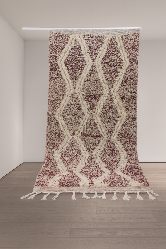 Marmoucha Diamond Cascade — Crimson Ground with Ivory Lattice
