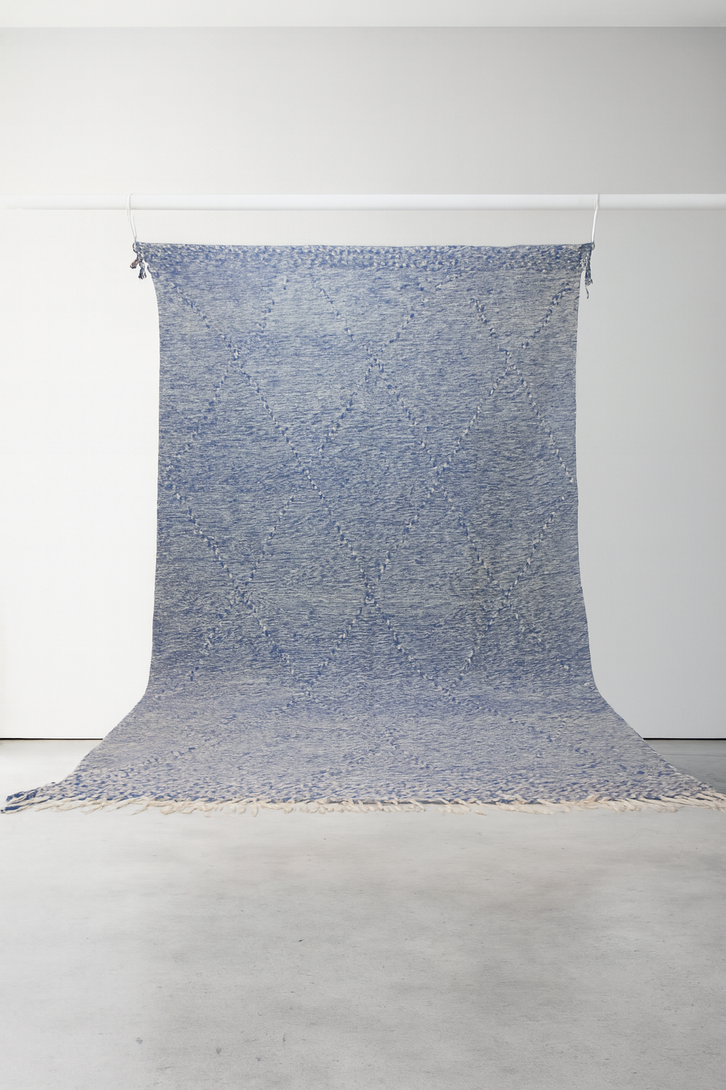 Zanafi Boujaad Kilim — Indigo Heathered Diamond Lattice
