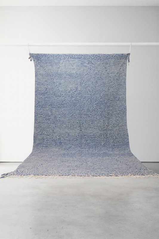 Zanafi Boujaad Kilim — Indigo Heathered Diamond Lattice