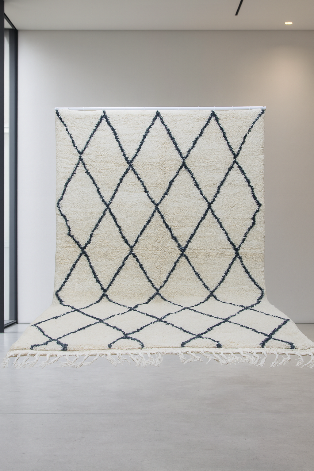 Beni Ourain Midnight Lattice — Ivory Wool