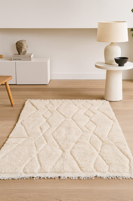 Wave Echo – Aït Zyayne Beni Ourain Rug in Undyed Wool