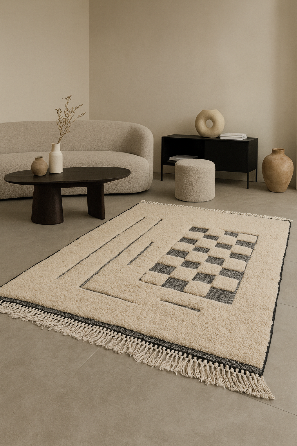 Monochrome Order – Beni Ourain Checkerboard Dialogue