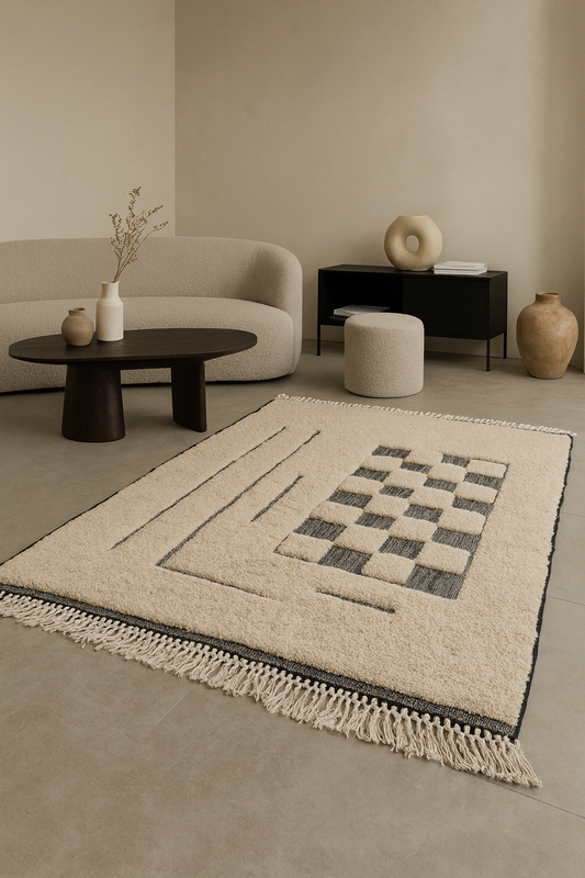 Monochrome Order – Beni Ourain Checkerboard Dialogue
