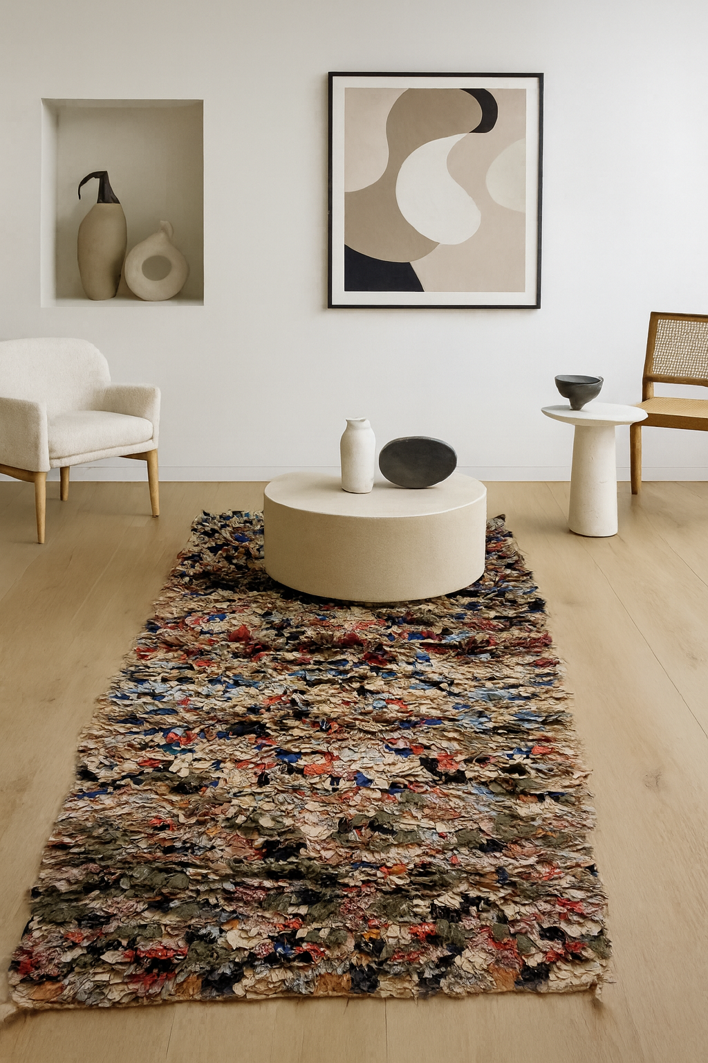Boucherouite Earthbound Strata — Upcycled Rag Pile