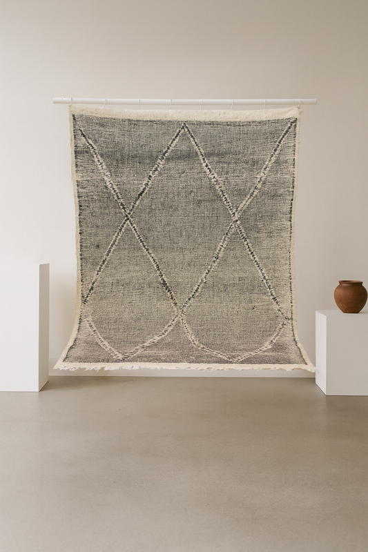Zanafi Boujaad Kilim — Heathered Ink Diamond Lattice