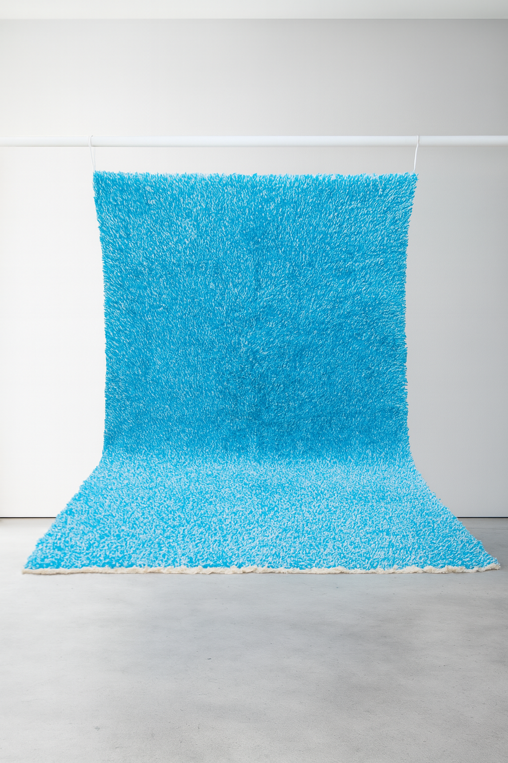 Boujaad Skyfield Shag — Azure Wool Pile with Natural Fringe