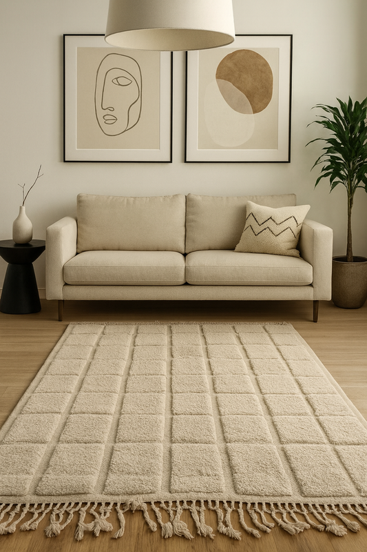 Crossroads of Beni Ourain – Beni Ourain Rug in Stepped Path Design