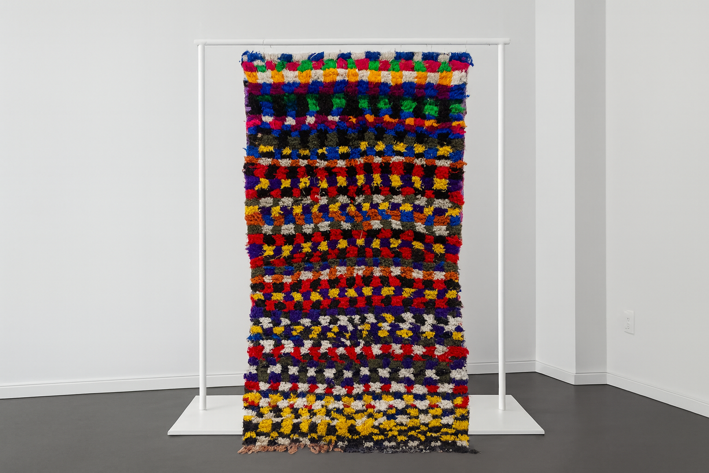 Boucherouite Pixel-Check Mosaic — Multicolor Reclaimed-Textile Rug