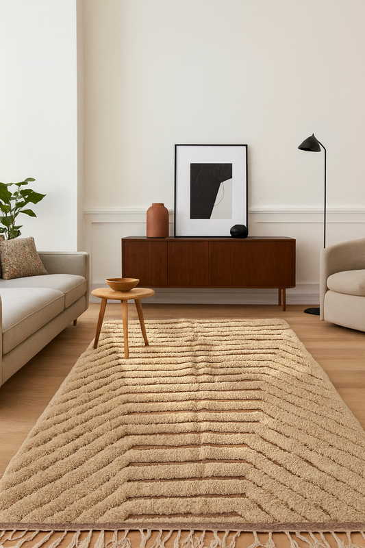 Layer Echo – Stepped Chevron Beni Ourain Rug in Natural Ivory