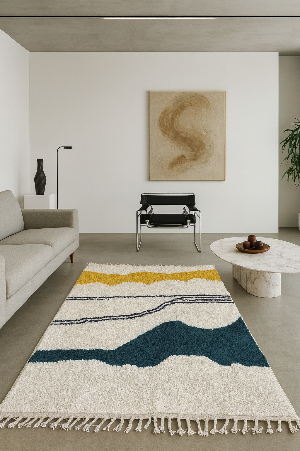 Sun Kissed Horizon – Aït Zyan Rug with Earth & Gold Geometry