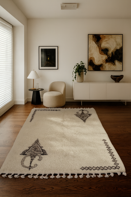Snowfield Tizerzai – Beni Mrirt Rug with Fibule Symbolism