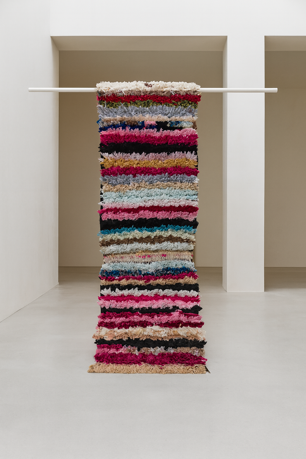 Boucherouite Stripe Study — Multicolor Reclaimed-Textile Mini Runner