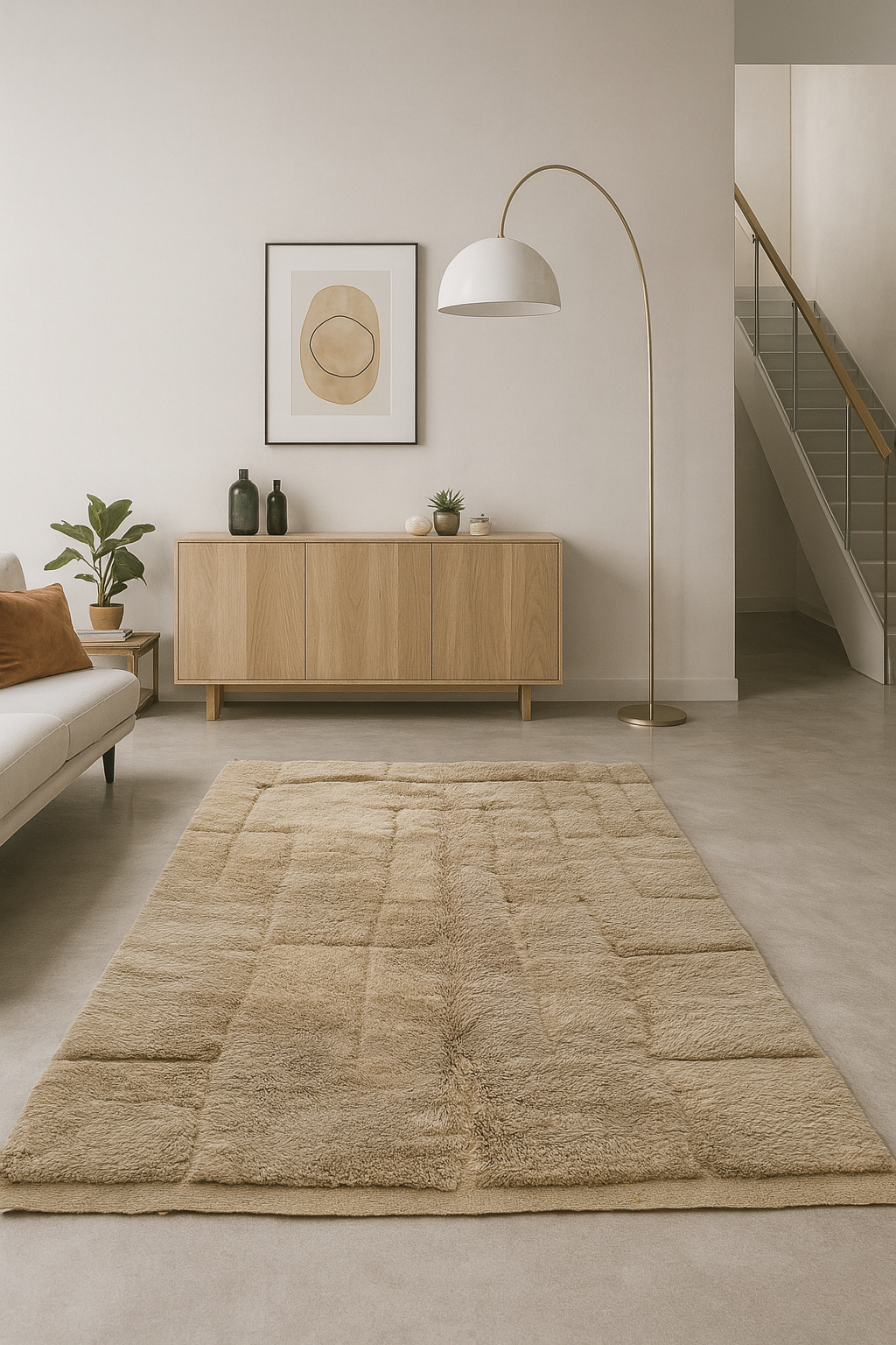 Taupe Relief Grid — Beni Mrirt Sculpted Checker