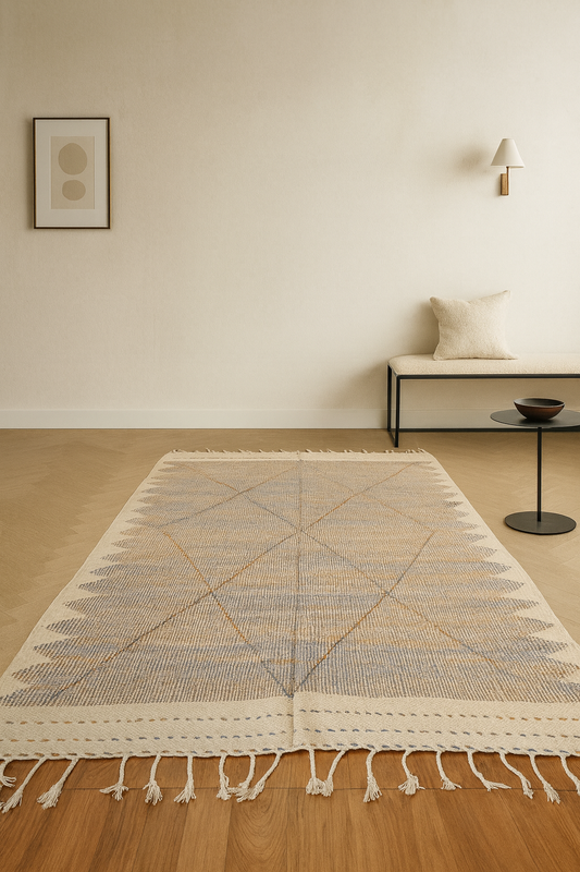 Earthline Harmony – Zanafi Kilim in Warm Gradient Wool