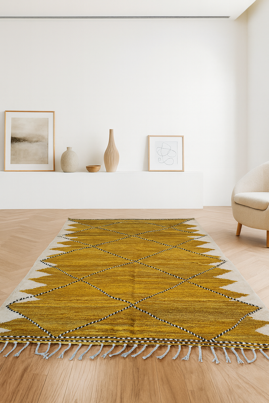 Dune Geometry – Zanafi Flatweave in Golden Ochre
