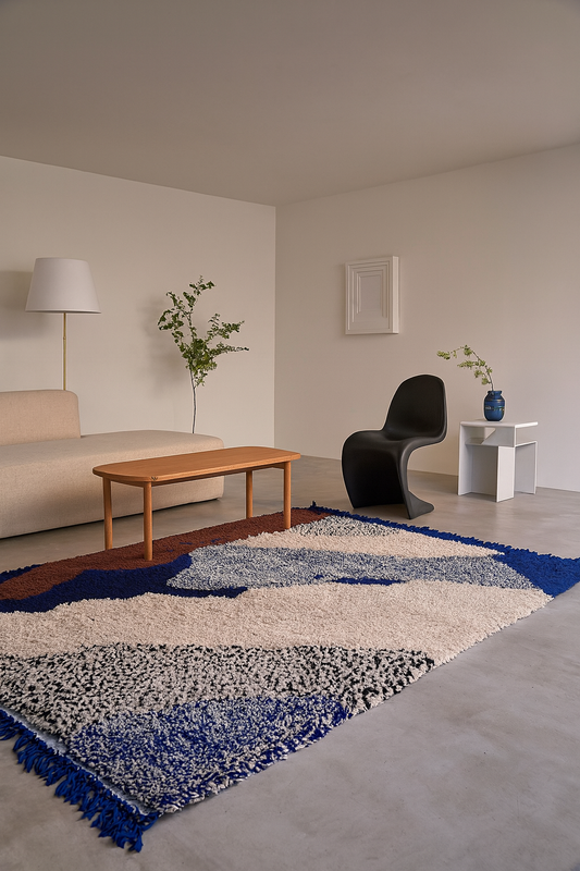 Atlantic Echoes – Beni Mrirt Rug in Oceanic Blues