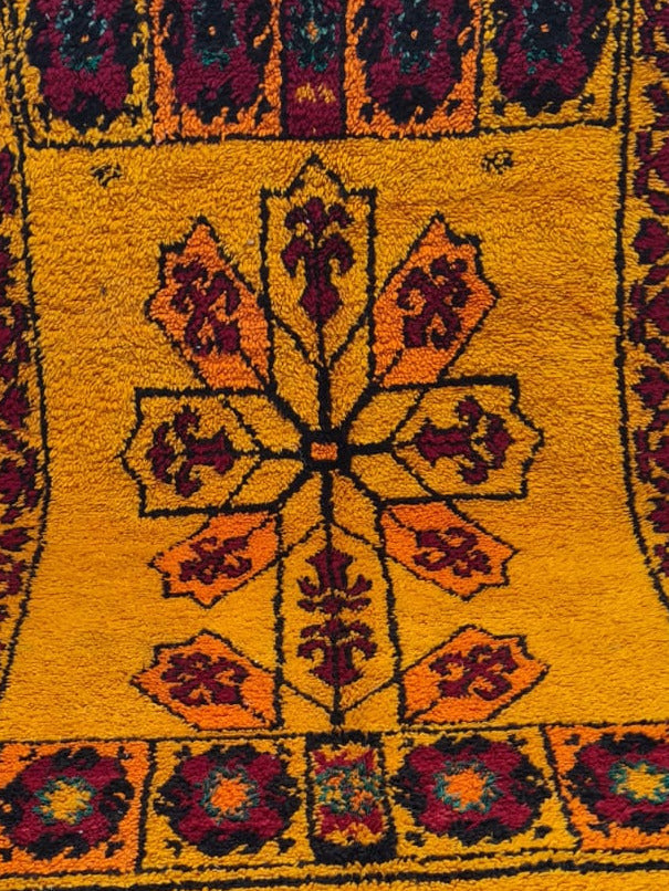 Aït Zayane Garden Medallion — Saffron Field with Cartouche Border