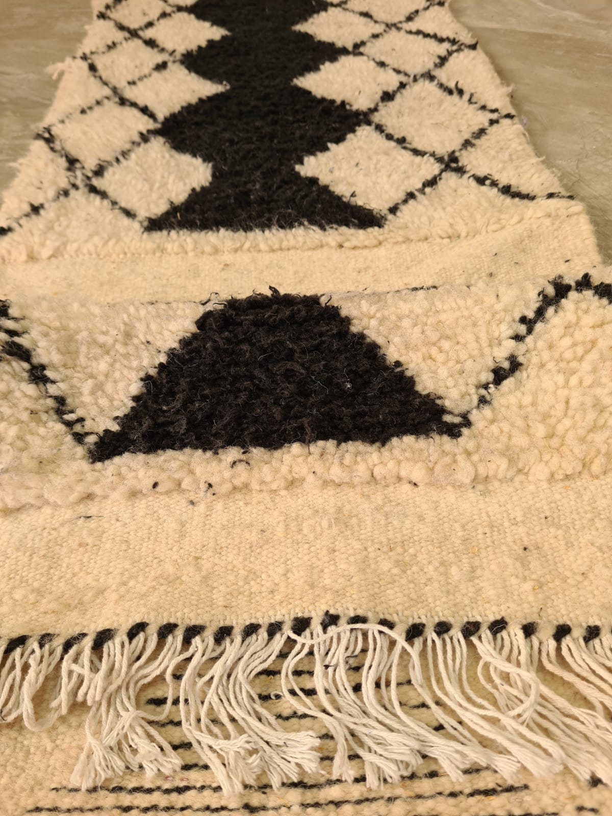 Beni Ourain Runner — Ivory Field with Charcoal Spine