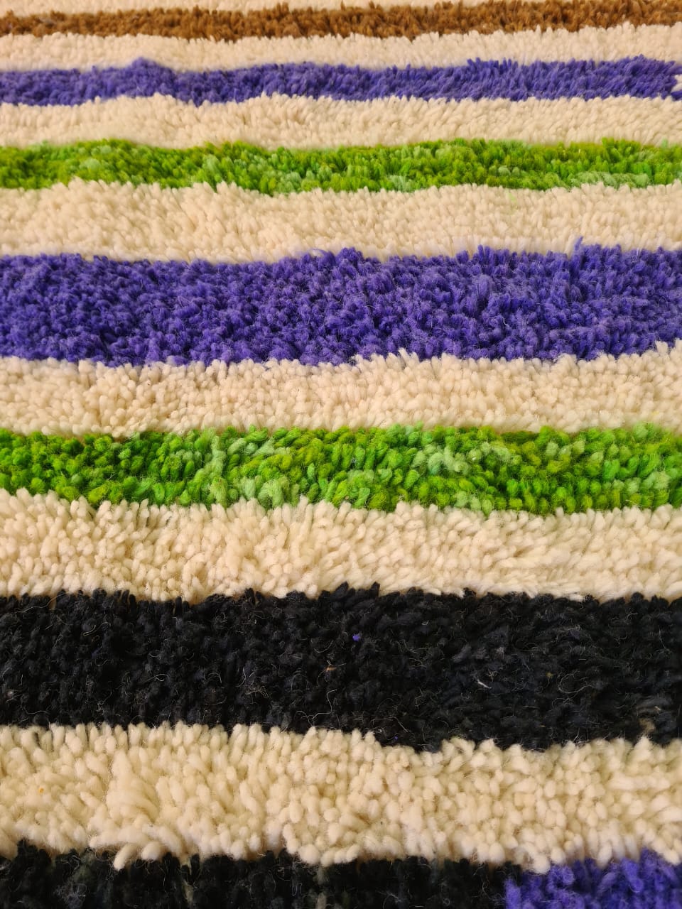 Rhythms of the Atlas – Striped Boujaad Rug in Violet, Green & Black