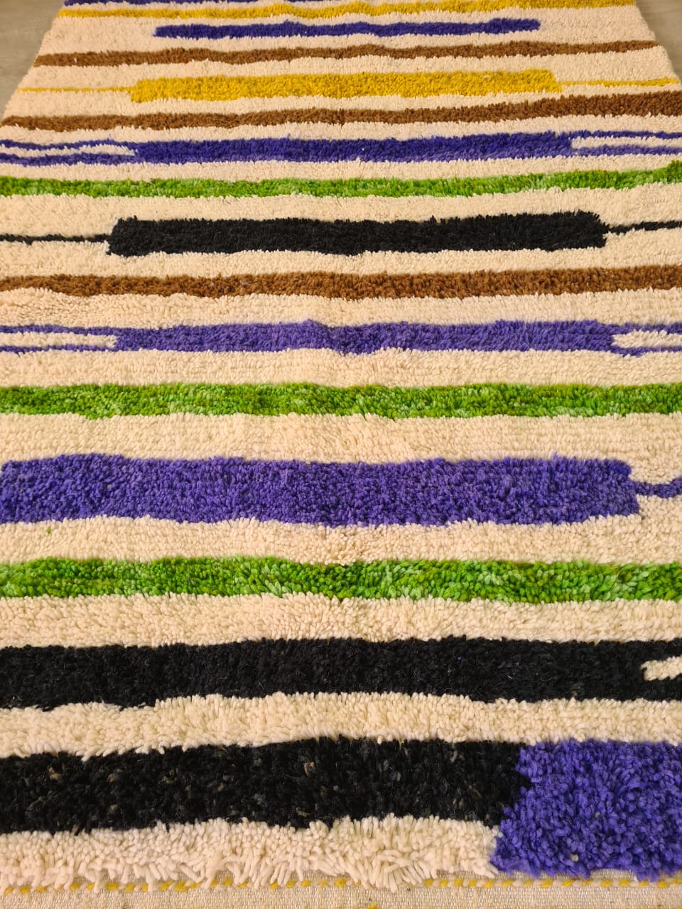 Rhythms of the Atlas – Striped Boujaad Rug in Violet, Green & Black