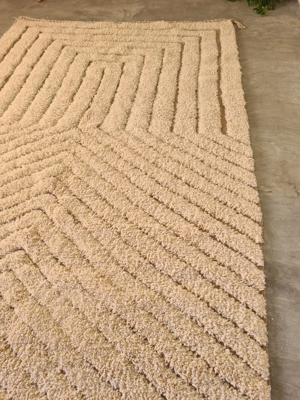 Echo Lines – Ivory Chevron Texture Rug by Beni Ourain Weavers