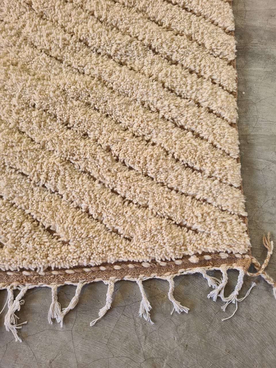 Echo Lines – Ivory Chevron Texture Rug by Beni Ourain Weavers