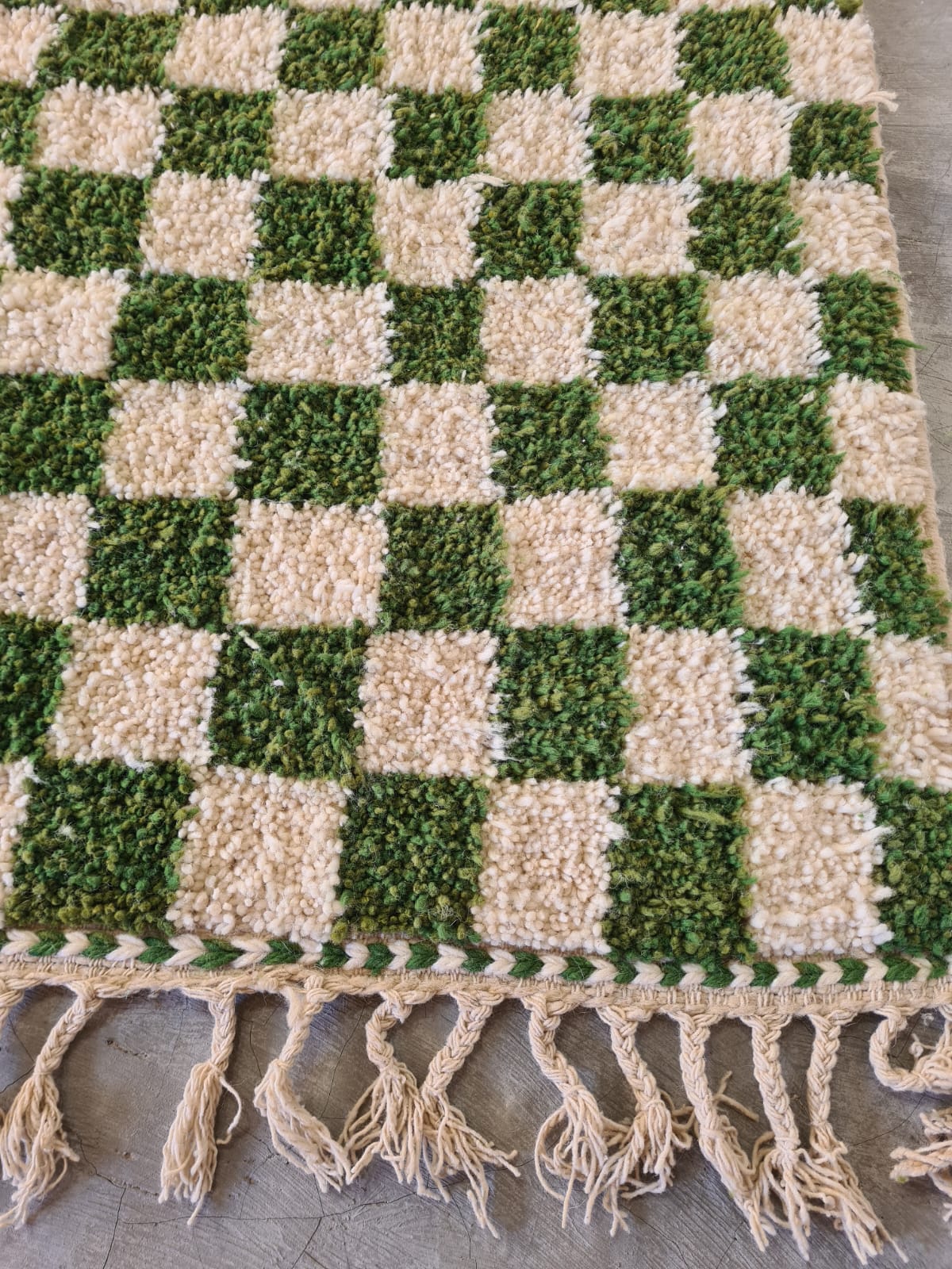 Verdant Check – Beni Mrirt Checkerboard Wool Rug
