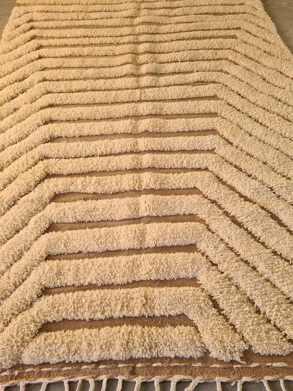 Layer Echo – Stepped Chevron Beni Ourain Rug in Natural Ivory