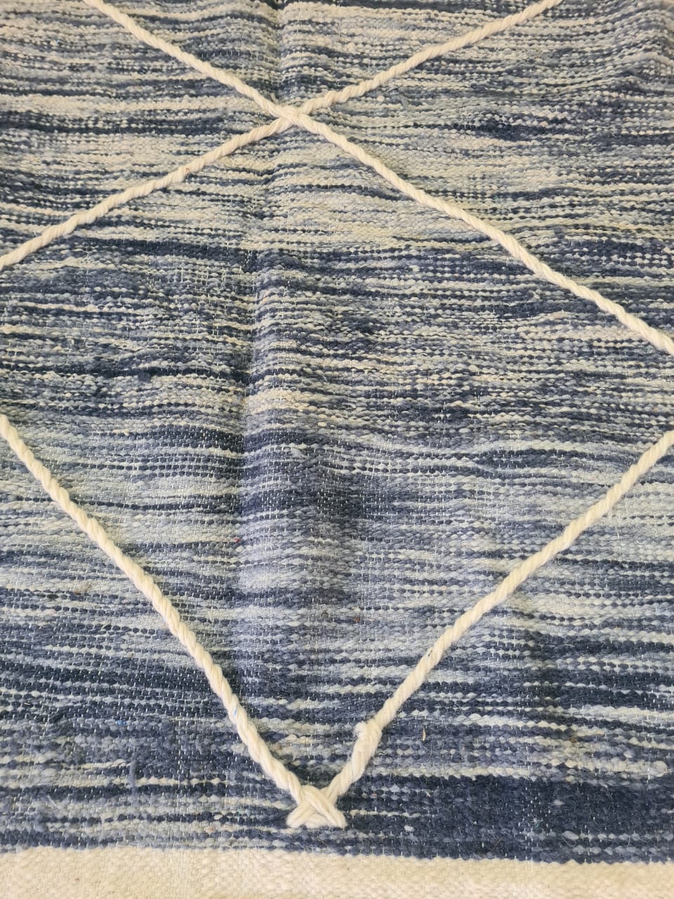 Tide Lines – Zanafi Flatweave in Indigo Wool Geometry