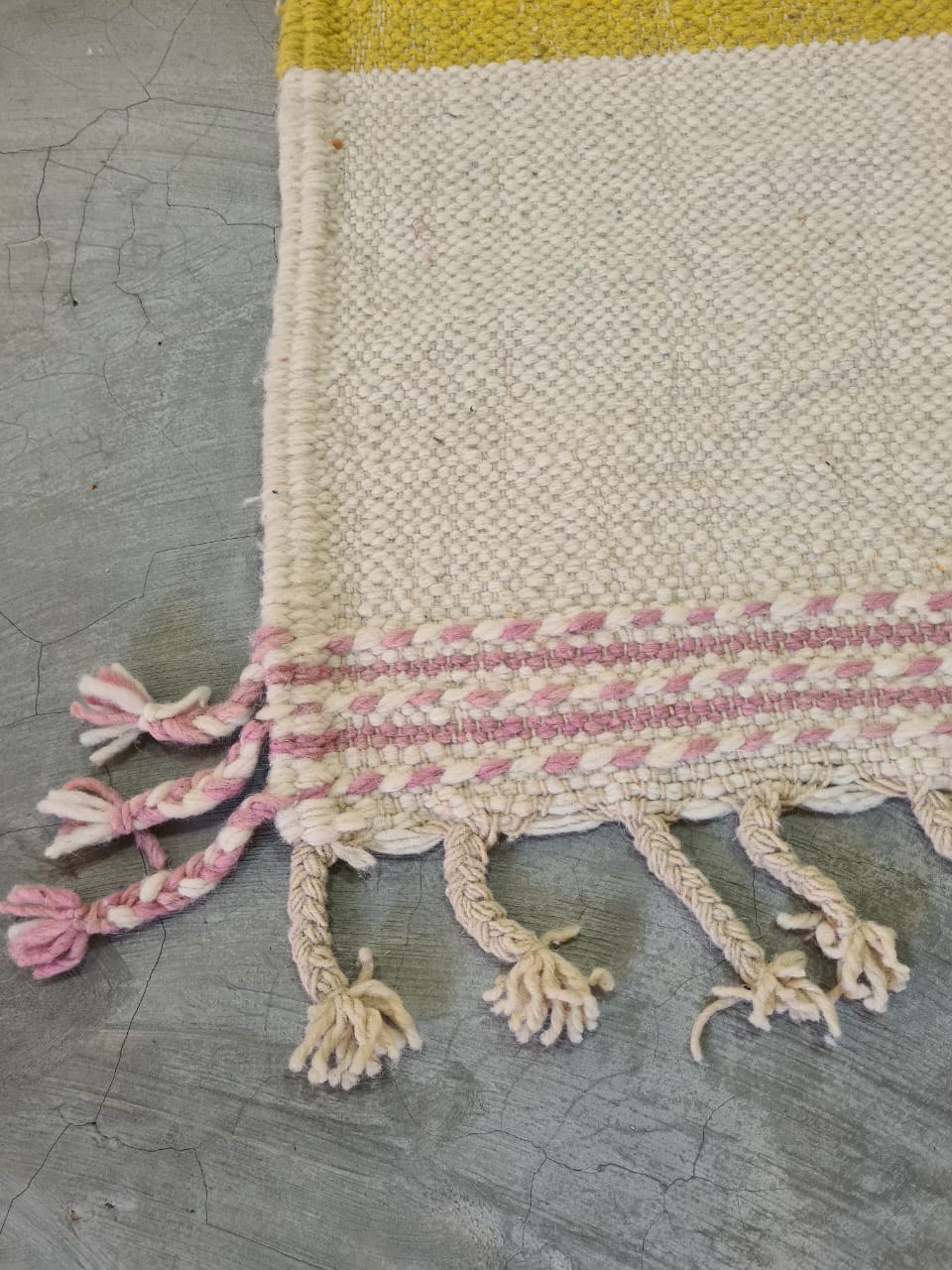Nomad’s Dawn – Pastel Zanafi Flatweave in Rose, Lilac & Saffron