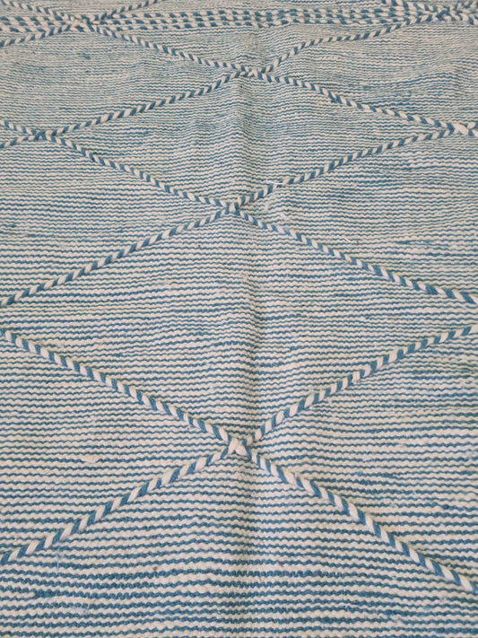 Peaceful Vibes – Pale Blue Zanafi Kilim with Geometric Calm