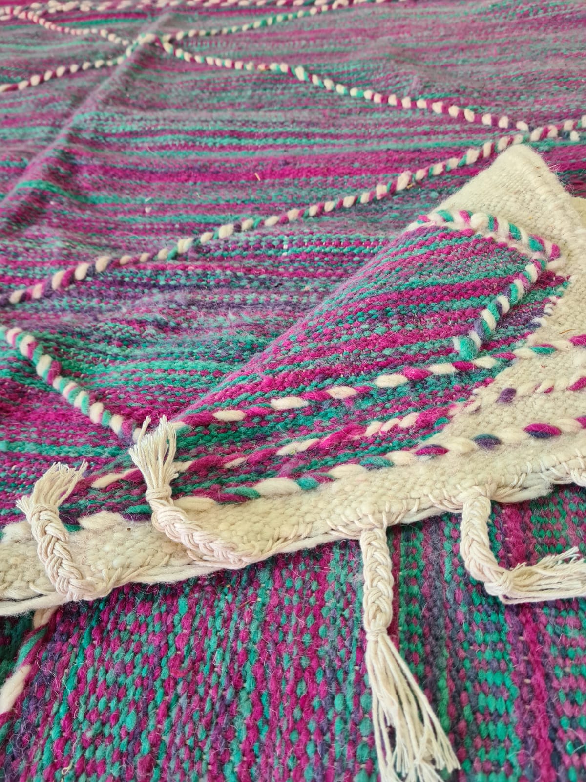 Celestial Weft – Zanafi Flatweave in Indigo and Violet Prism