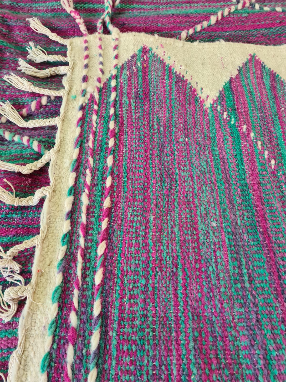 Celestial Weft – Zanafi Flatweave in Indigo and Violet Prism