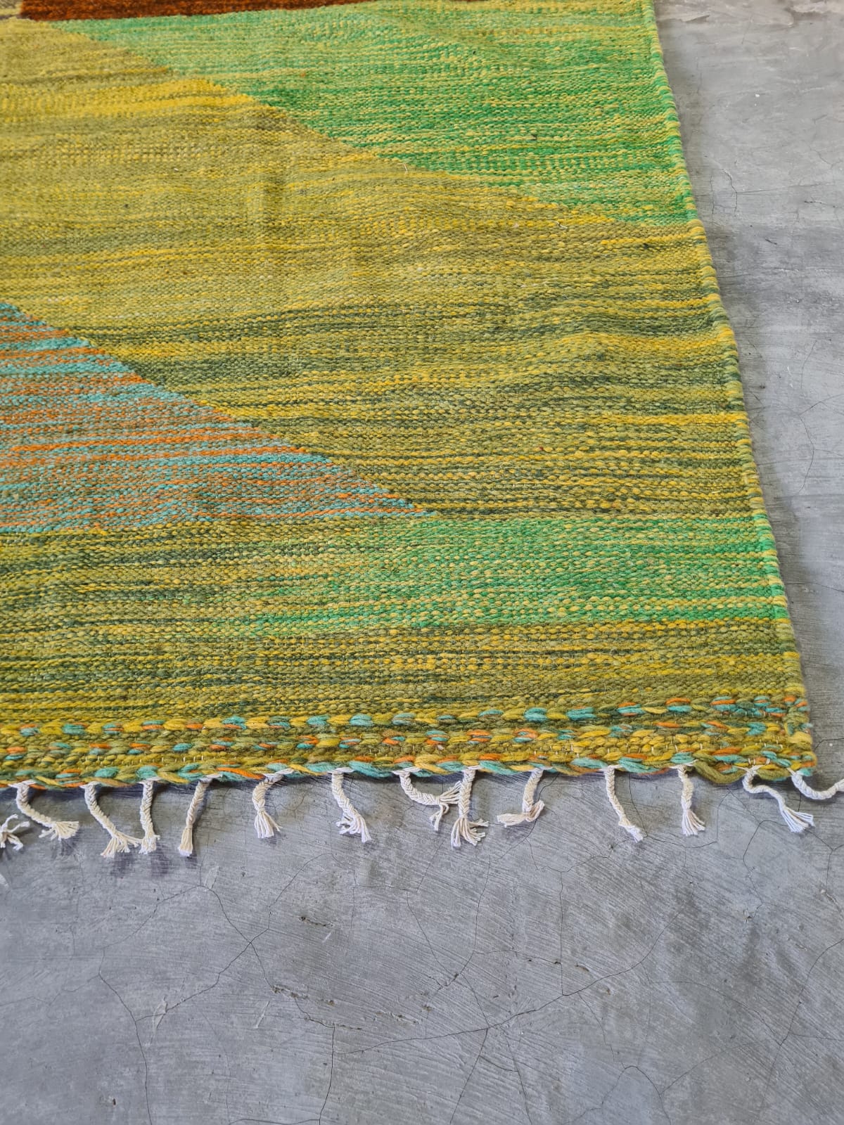 Terracotta Horizons – Joha Kilim in Earth & Chlorophyll Bands