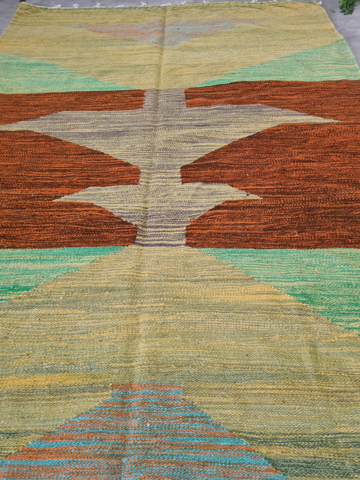 Terracotta Horizons – Joha Kilim in Earth & Chlorophyll Bands