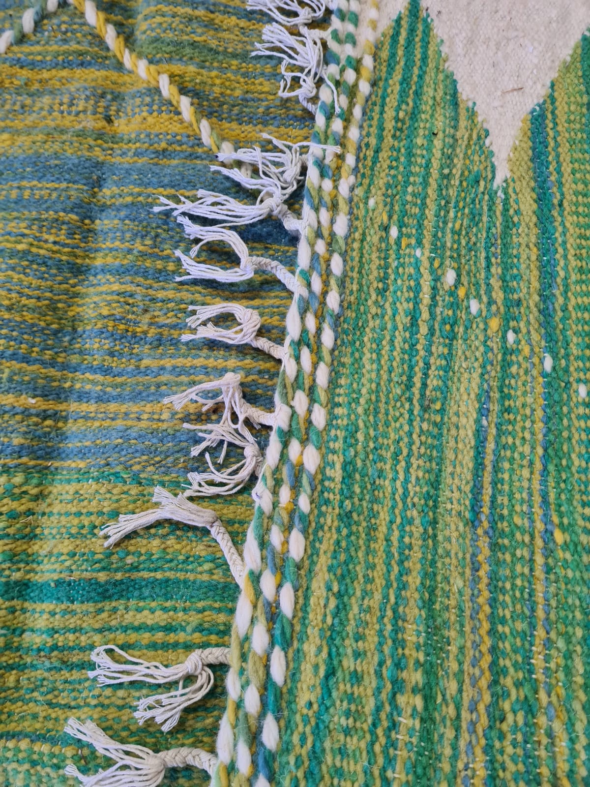 Emerald Horizon – Zanafi Flatweave in Verdant Geometry