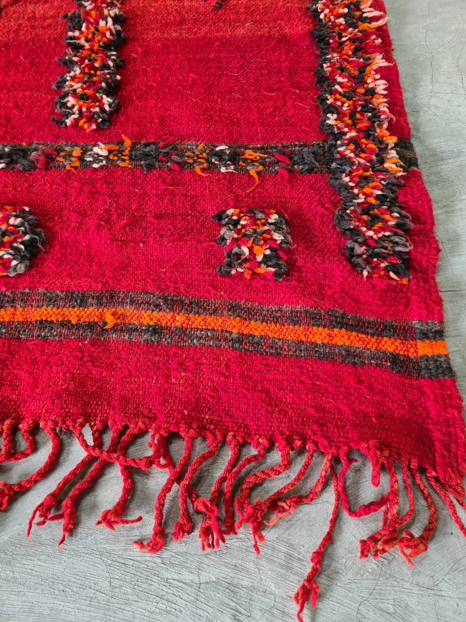 Red Glyph Mosaic – Vintage Zemmour Rug in Woven Script