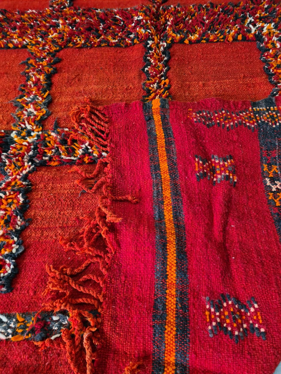Red Glyph Mosaic – Vintage Zemmour Rug in Woven Script