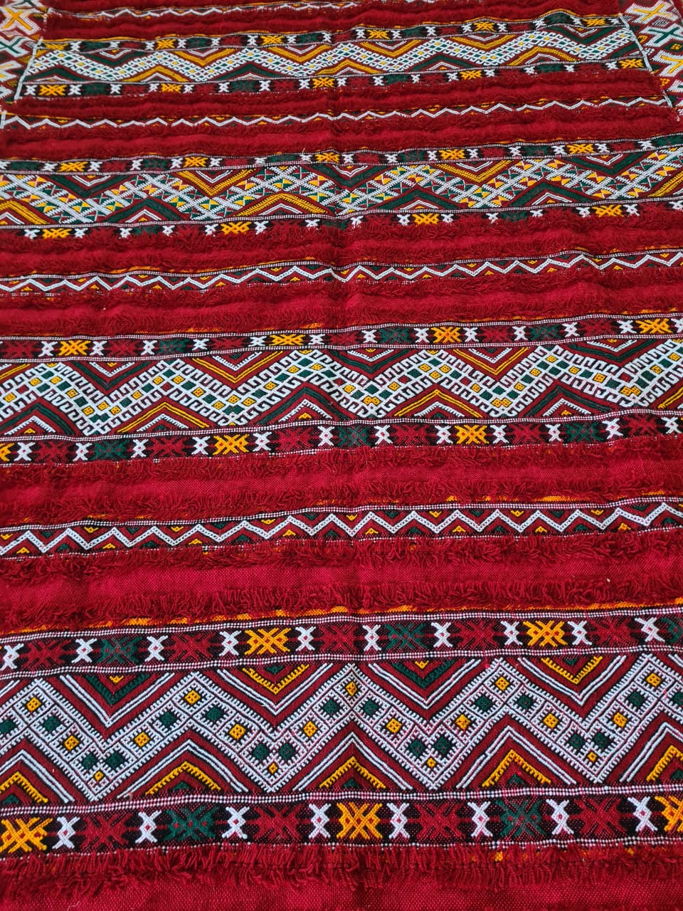 Red Heirloom – Vintage Amazigh Zigzag Hanbel from the Zayan Plateau